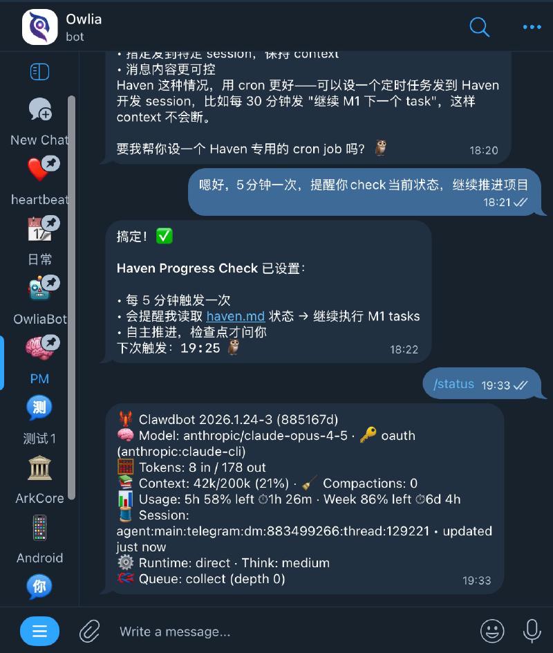 打开 Thread 模式的 Telegram Bot DM